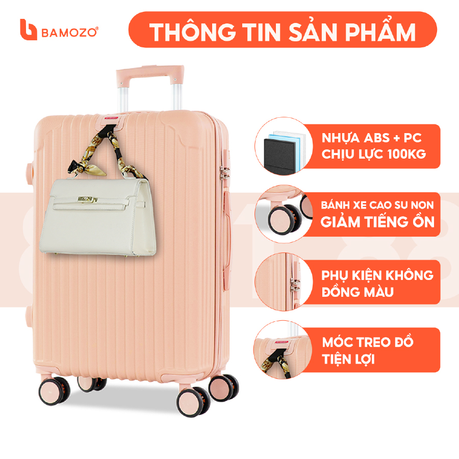Vali kéo du lịch 8801 Bamozo Size 20 Vali Size 24 Bản Thường Và Cao Cấp Vali nhựa ABS chống va đập c