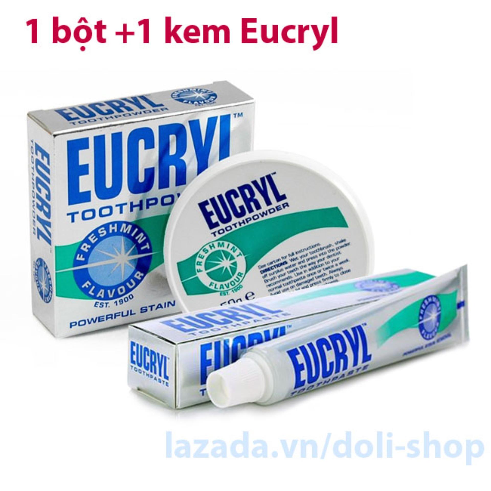 [Hcm]Combo Kem Đánh Trắng Răng Eucryl + Bột Tẩy Trắng Răng Eucryl (Xanh)