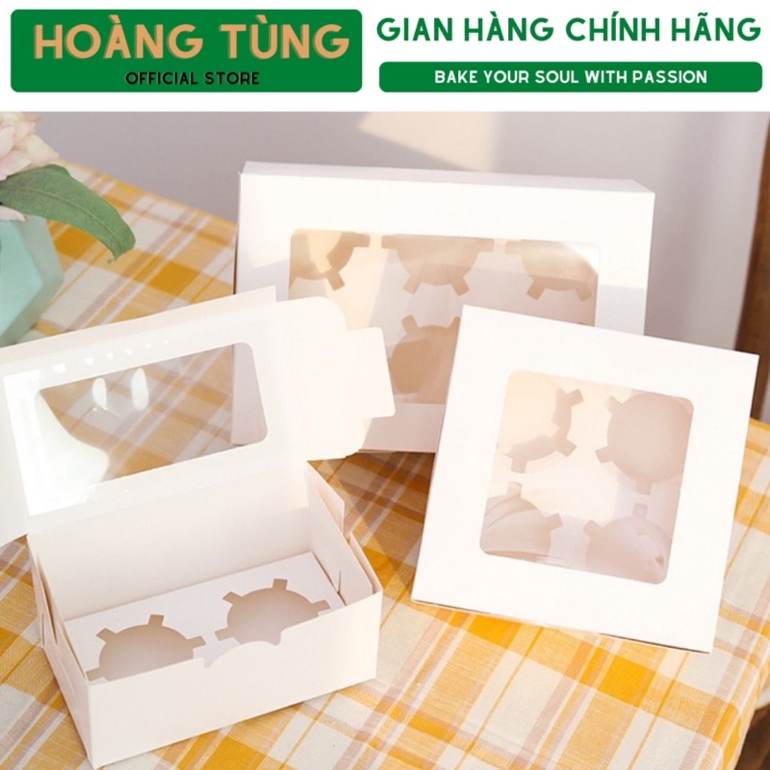 Sỉ 10 hộp Hộp đựng bánh cupcake 4c - 6c -12c Trắng/ Hộp Giấy Đựng Bánh