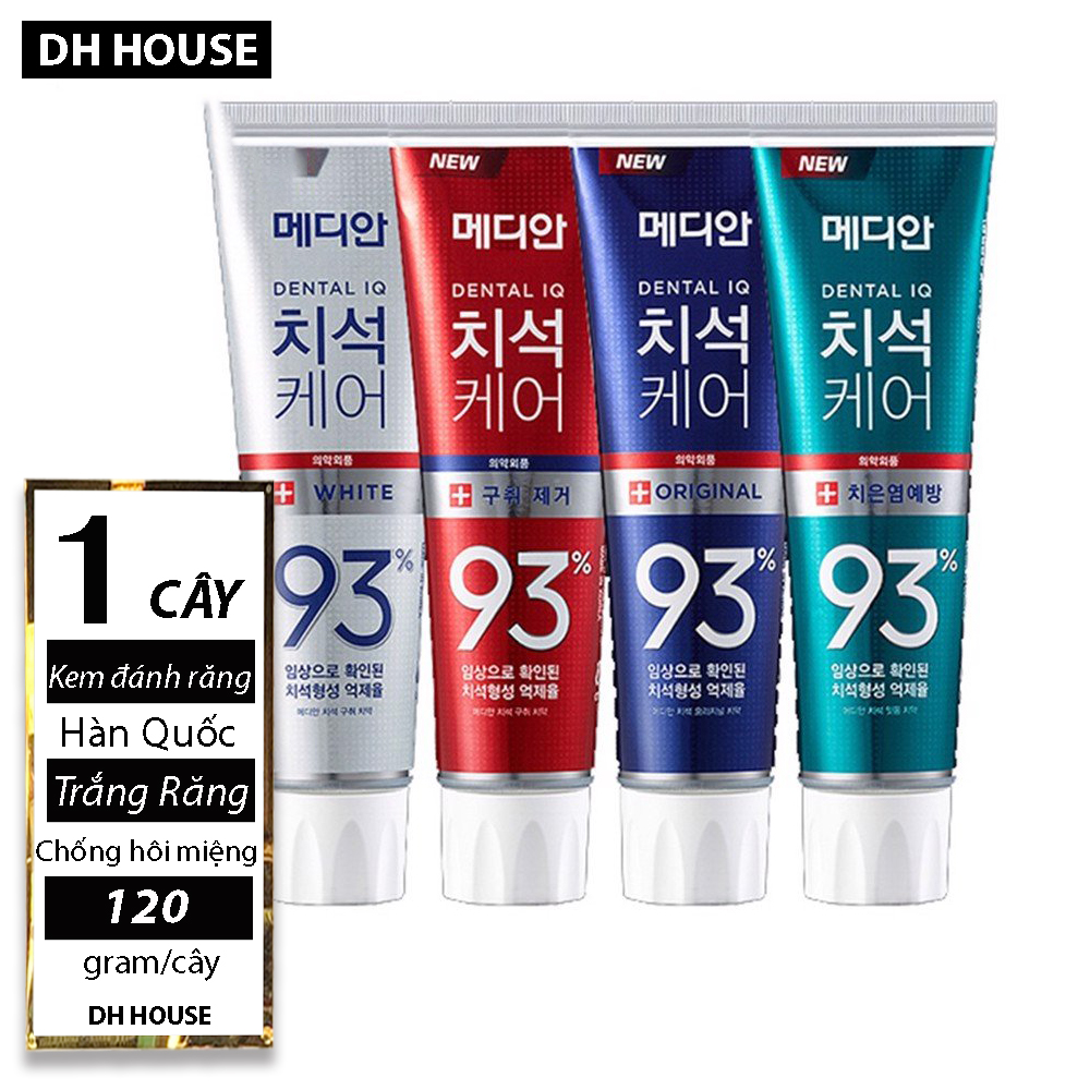 [HCM][ TRẮNG RĂNG CHỐNG HÔI MIỆNG BẢO VỆ CHÂN RĂNG ] 01 Tuýp (120gr) Kem Đánh Răng Tẩy Vôi Răng Chuyên Nghiệp MEDIAN 93% Dental IQ Hàn Quốc (Date: 36 tháng) – Giao hàng ngẫu nhiên.