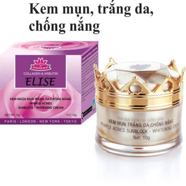 Kem elise ngừa mụn trắng da chống nắng 10g