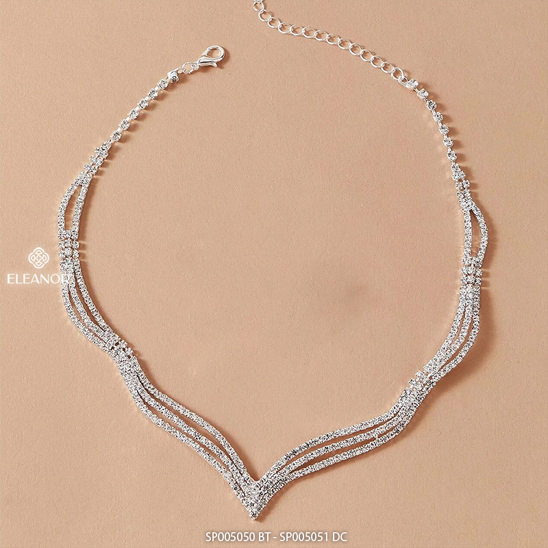 Dây chuyền bông tai nữ Eleanor Accessories bộ trang sức đính đá sang trọng phụ kiện trang sức 5050