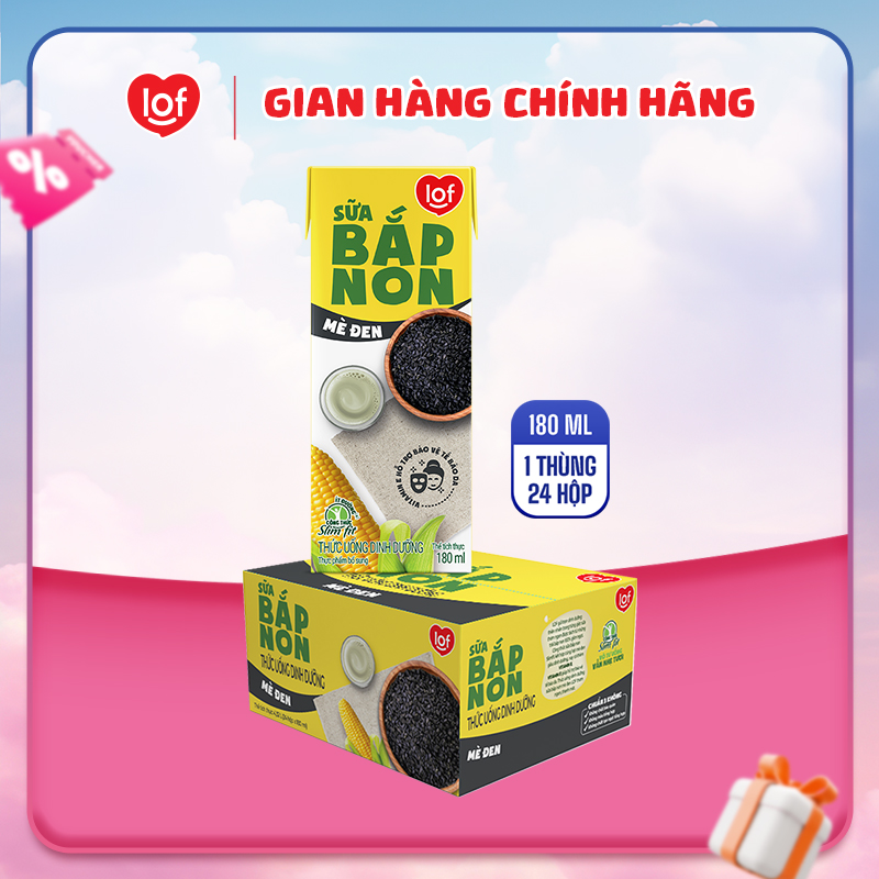 Sữa bắp non mè đen dinh dưỡng LOF thùng 24 hộp x 180ml