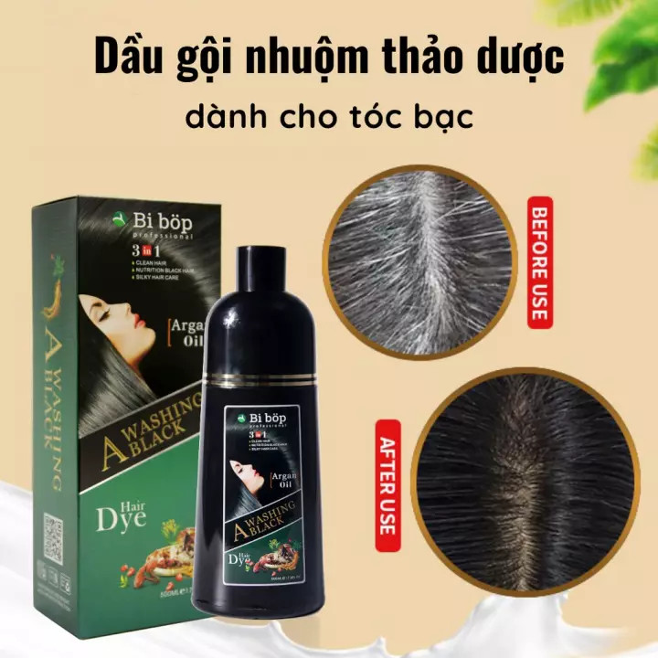 [ Siêu Sale ] [Chính Hãng] Dầu Gội Đen Tóc Bibop - Phủ Bạc Phủ Nhuộm Cao Cấp 500Ml