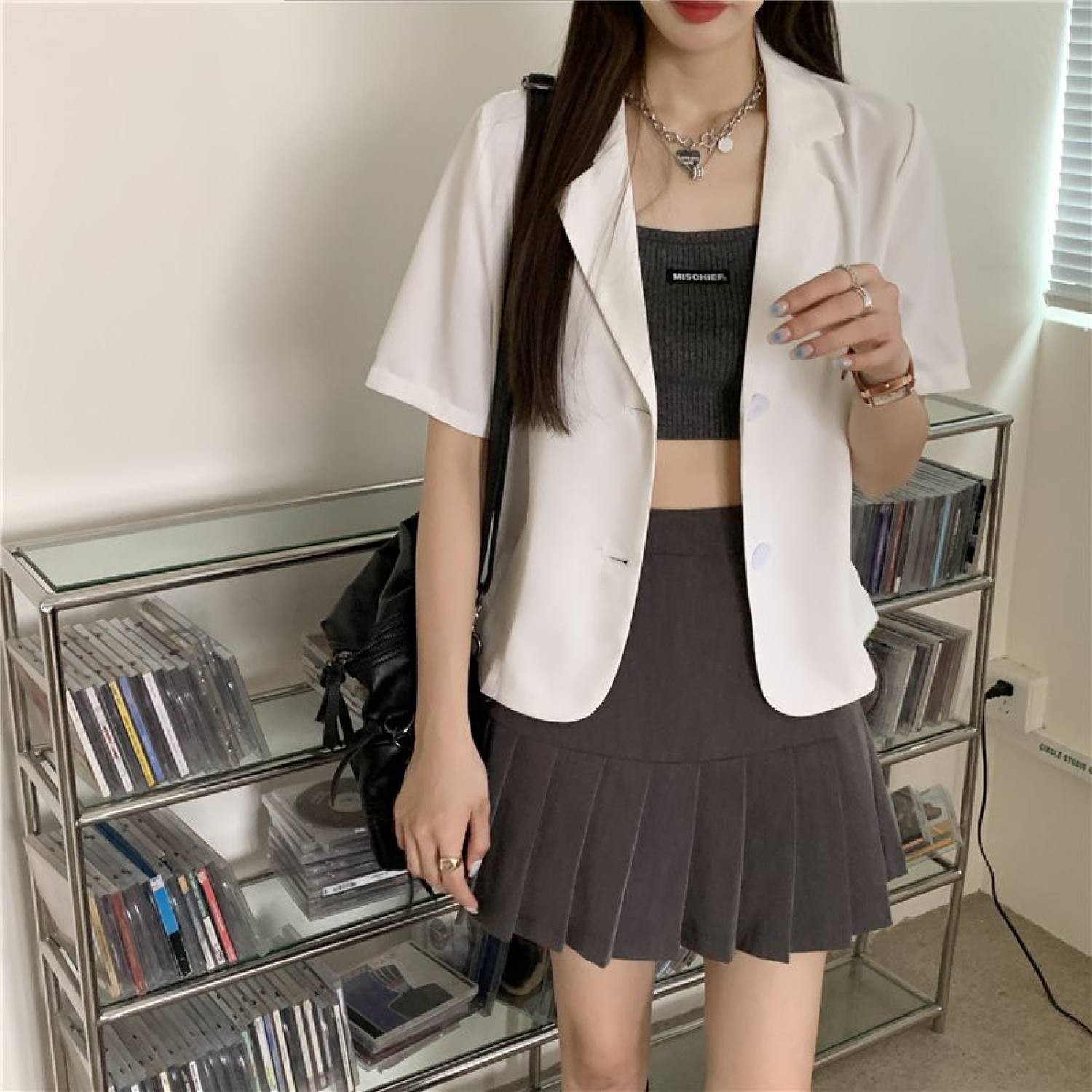 Áo BLAZER NGẮN TAY trơn kiểu dáng Croptop blazer croptop nữ cộc tay dáng ngắn1 lớp style Hàn Quốc