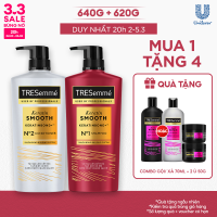 Combo Dầu Gội Và Dầu Xả TRESemmé Keratin Smooth Keratinbond+ Cho Tóc Khô Xơ Rối Vào Nếp Suôn Mượt 640g 620g