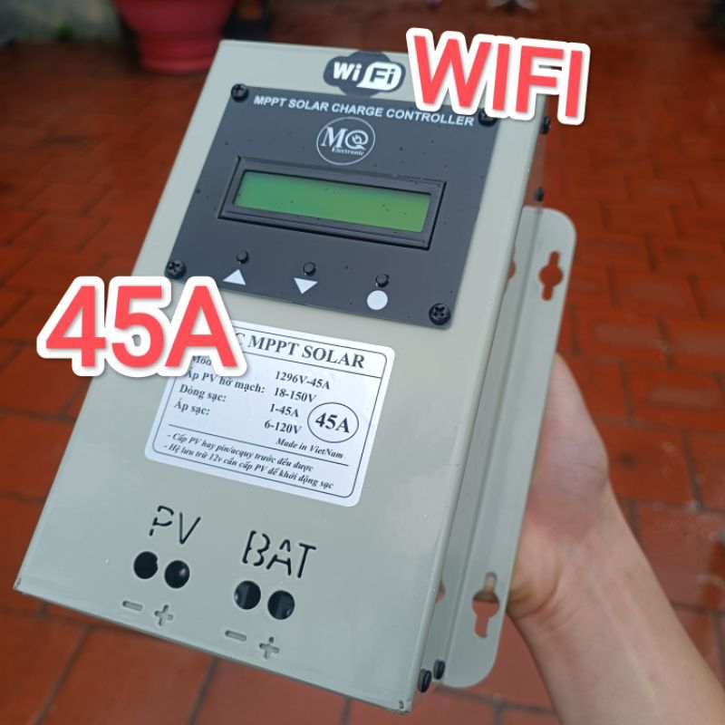 Điều khiển sạc MPPT 45A có WIFI năng lượng mặt trời Mạnh Quân/ MPPT MQ - Sạc MPPT Mạnh Quân 40A 45A