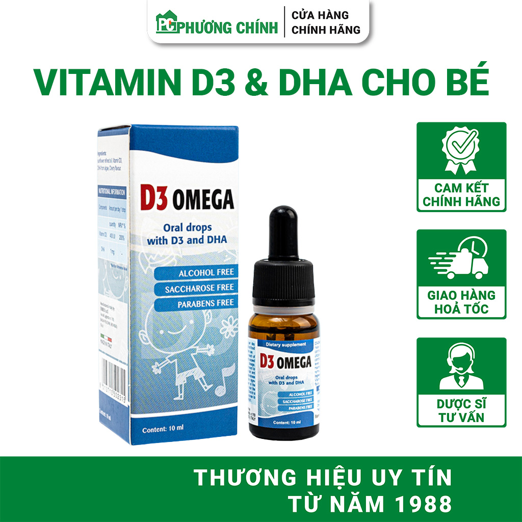 Vitamin D3 & DHA Cho Bé Erbex D3 Omega Giúp Phát Triển Chiều Cao & Trí Não 10ml
