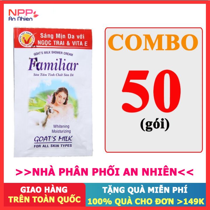 Combo 50 gói sữa tắm tinh chất sữa dê Familiar 5ml- NPP AN NHIÊN