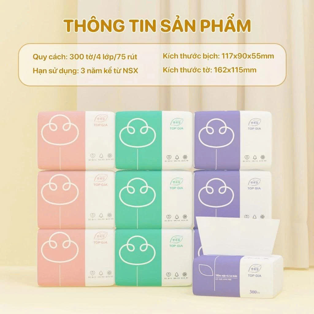 Khăn Giấy Khô 4 Lớp Giấy Rút Gấu Trúc Có Độ Dai Tự Nhiên An Toàn Cho Da Kể Cả Da Em Bé