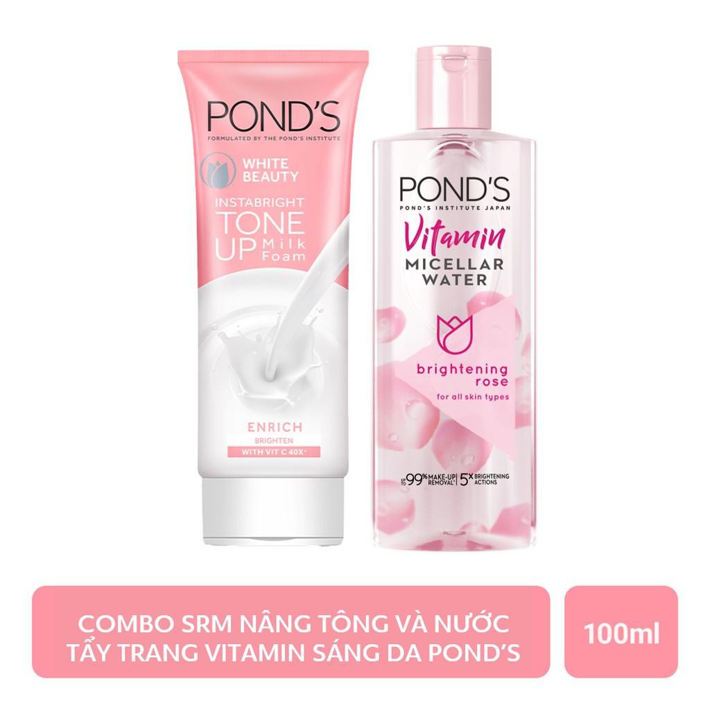 Combo: Nước Tẩy Trang Vitamin Ponds Micellar Water 100Ml+Sữa Rửa Mặt Dưỡng Trắng Nâng Tông Ponds White Beauty 100Ml Sản Phẩm Tốt Chất Lượng Cao Cam Kết Sản Phẩm Nhận Được Như Hình