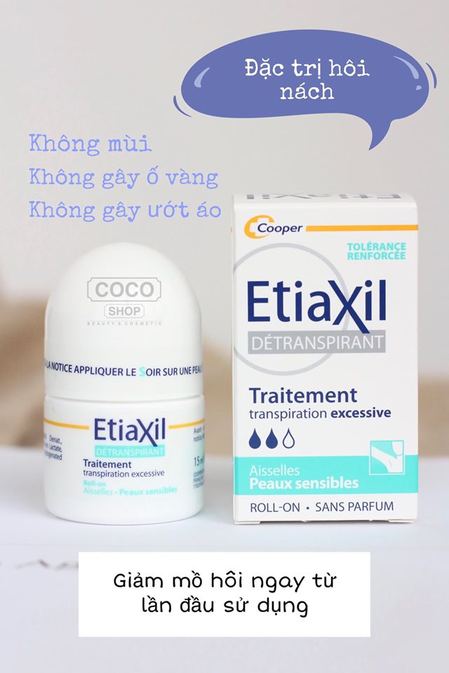 Lăn Khử Mùi Ngăn Hiệu Quả Hôi Và Viêm Vùng Da Dưới Nách Etiaxil 15Ml Cho Da Nhạy Cảm