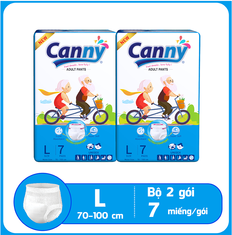 [Hcm]Bộ 2 Tã Bỉm Quần Người Lớn Canny Siêu Thấm Size L7 (7 Miếng)