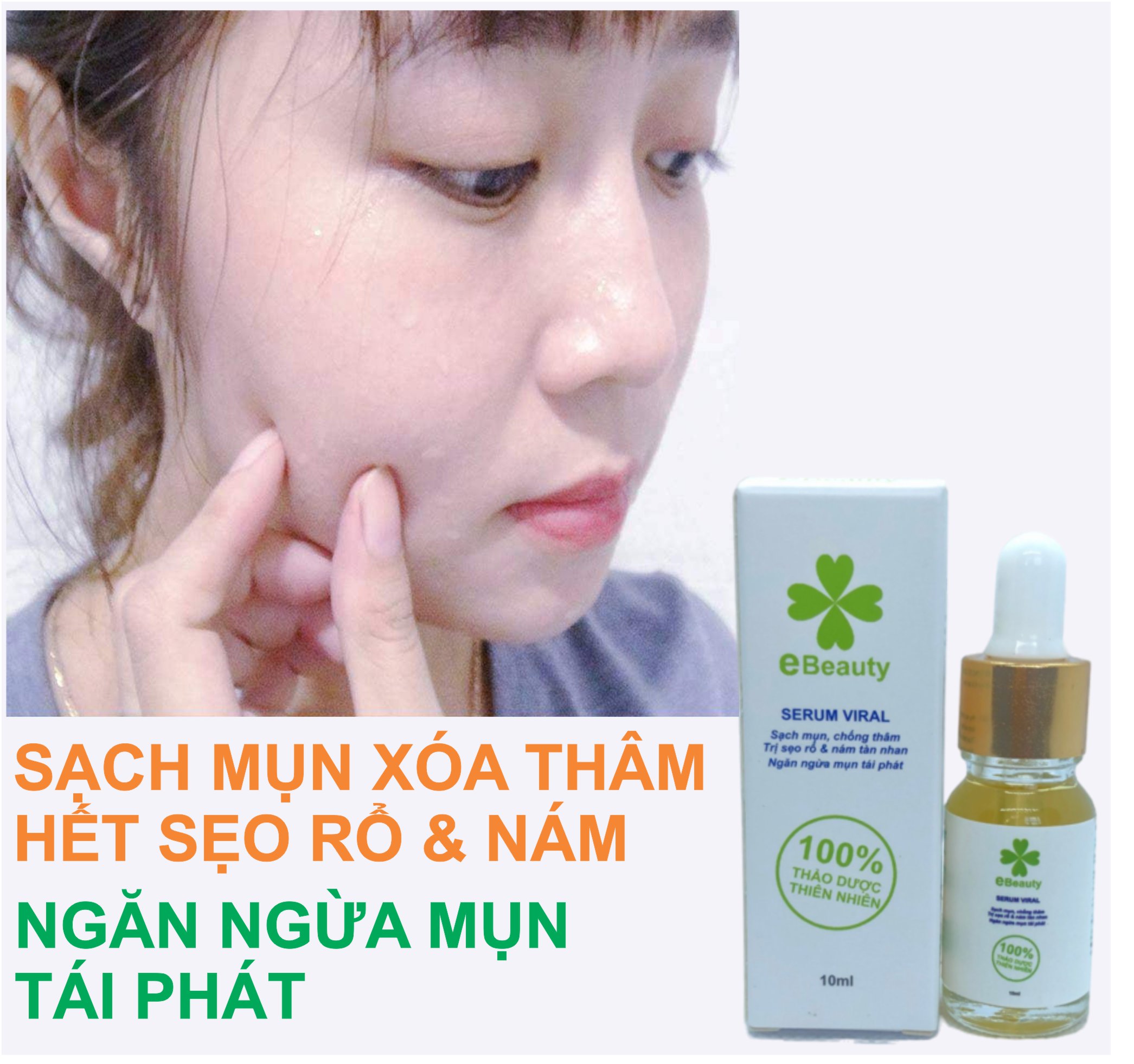 (30Ml) Serum Sạch Mụn Xóa Thâm Sẹo Rổ Nám Tàn Nhang Ebeauty Viral