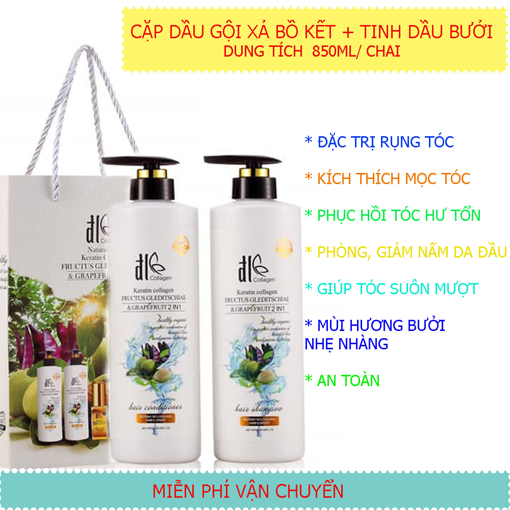 [Chính Hãng]Cặp Dầu Gội  Combo Gội Xả  Cao Cấp Bồ Kết + Tinh Dầu Bưởi Dung Tích 850ml/1 chai - Ngăn Ngừa Rụng Tóc Kích Thích Mọc Tóc Phục Hồi Tóc Hư Tổn. Mùi Thơm Nhẹ Nhàng... Giúp tóc chắc khỏe sáng bóng mềm mượt. Mua Ngay!