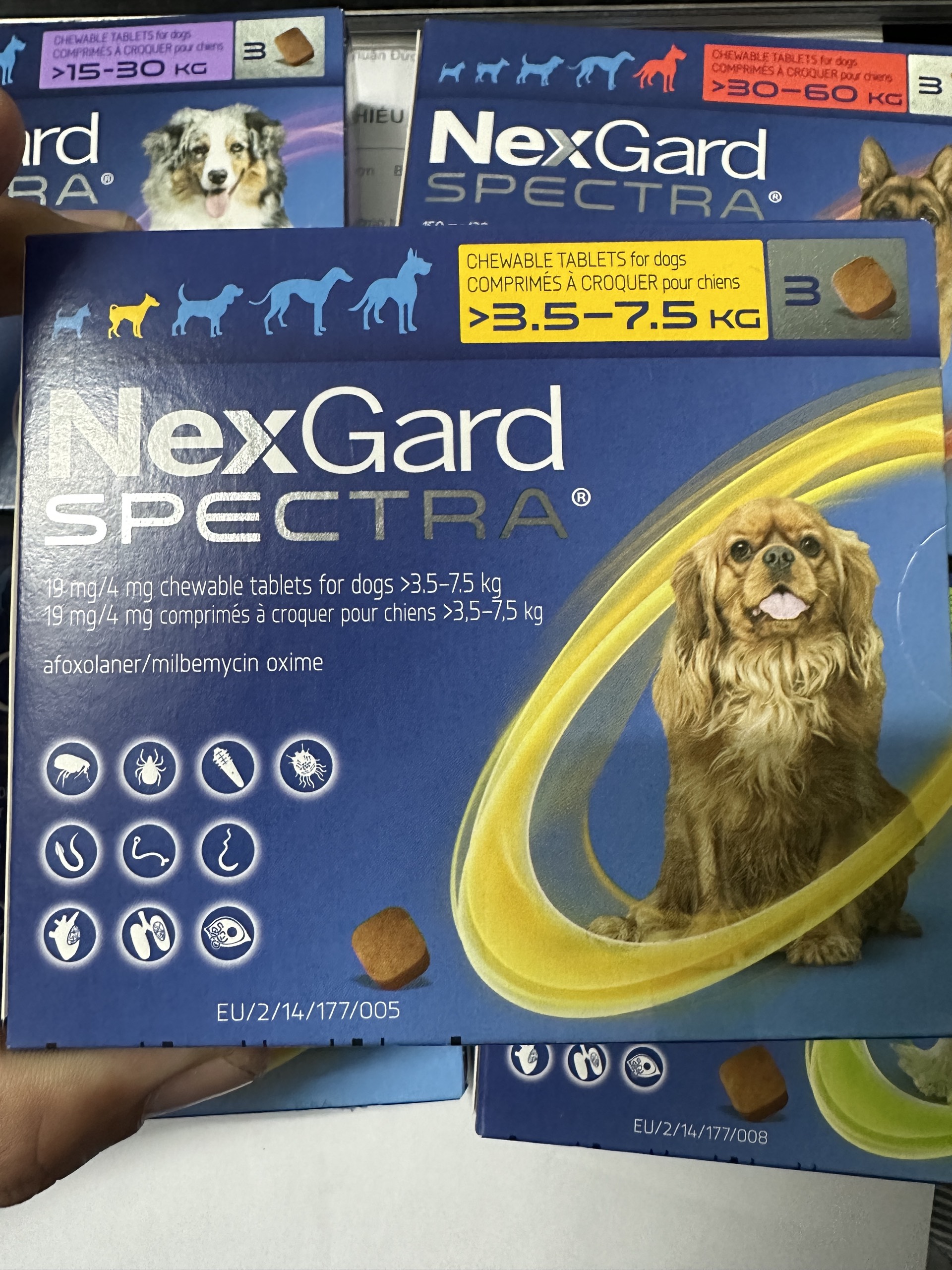 1 viên nhai Nexgard Spectra sạch ve rận viêm da ghẻ xổ giun cho Chó