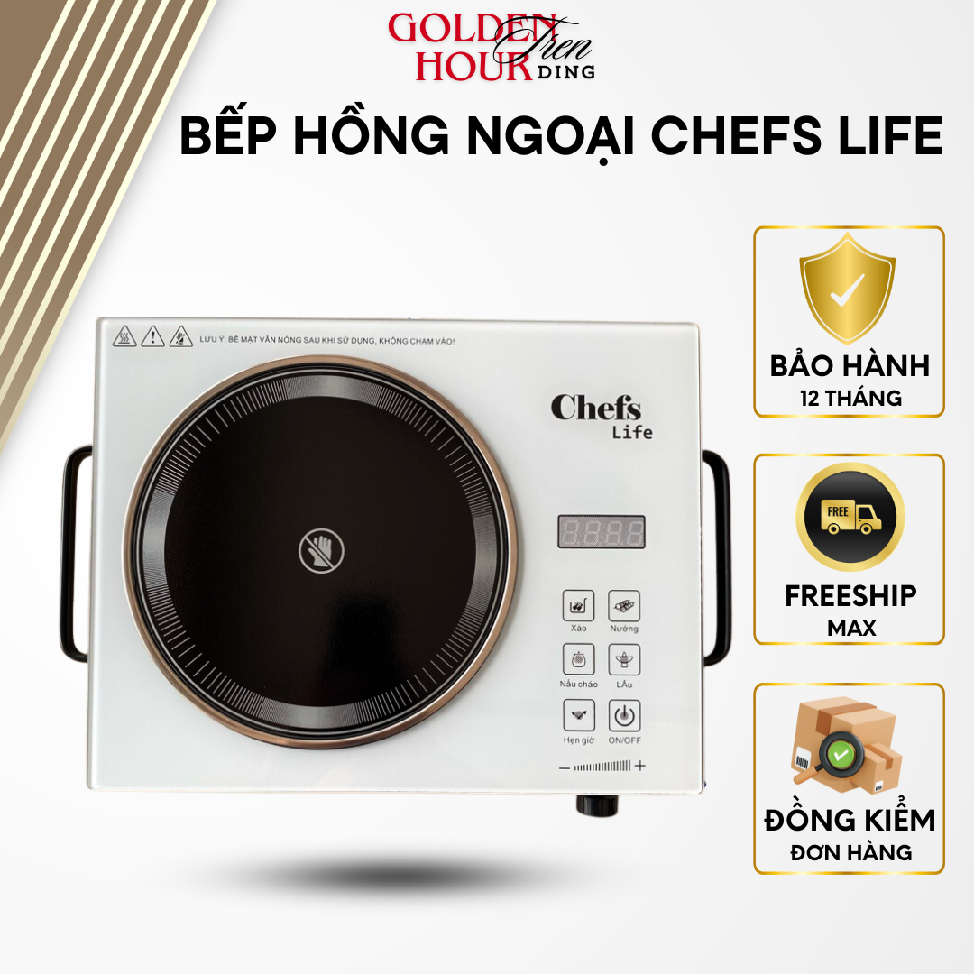 Bếp Hồng Ngoại Đơn CHEFS LIFE Bếp Điện Hồng Ngoại Không Kén Nồi Điều Khiển Cảm Ứng Công Suất 3500W T