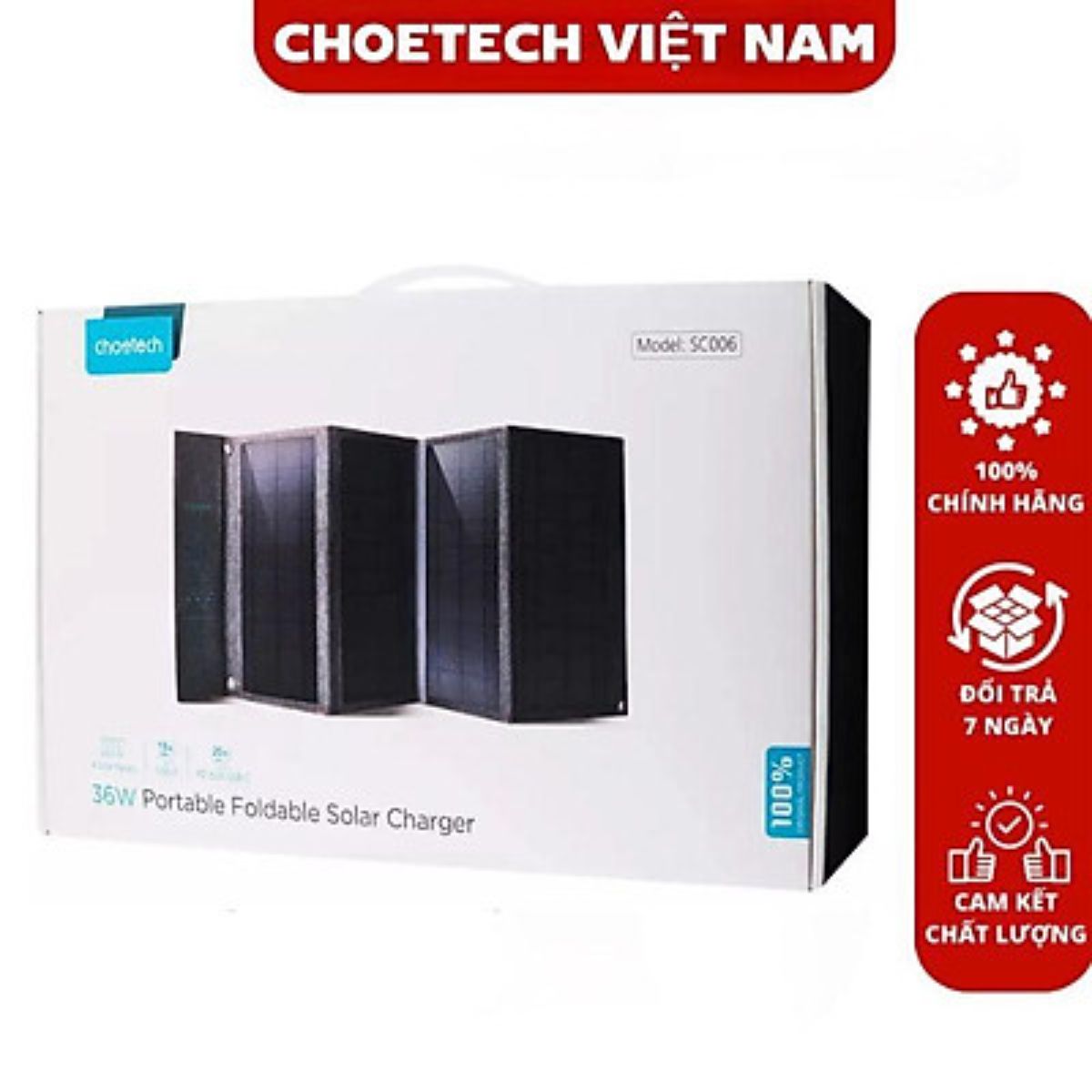 Bộ sạc năng lượng mặt trời 40W Choetech SC006 di động có thể gấp gọn (hàng chính hãng)