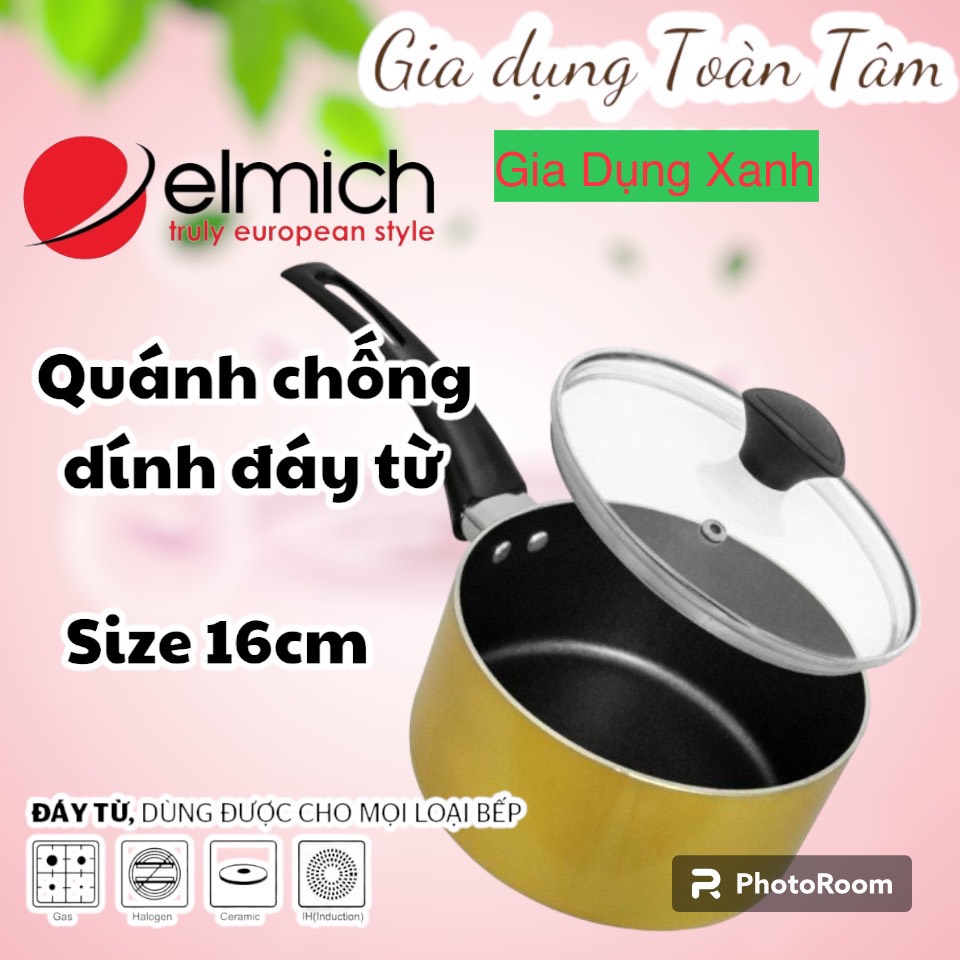 Nồi / Quánh nấu bột cho bé chính hãng Fivestar 16cm chất liệu inox 304 Đáy từ - Elmich 16cm dày dặn 