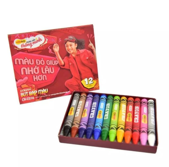 Hộp Bút Sáp Màu Colokit CR-C016 – Bộ 12 Màu Tươi Sáng An Toàn Cho Bé Sáng Tạo