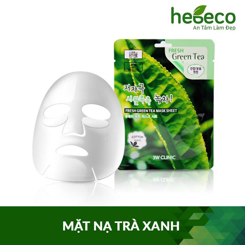 10 Mặt Nạ Ngăn Ngừa Mụn Chiết Xuất Từ Trà Xanh 3W Clinic Fresh Placenta Mask 23Ml - Hàn Quốc