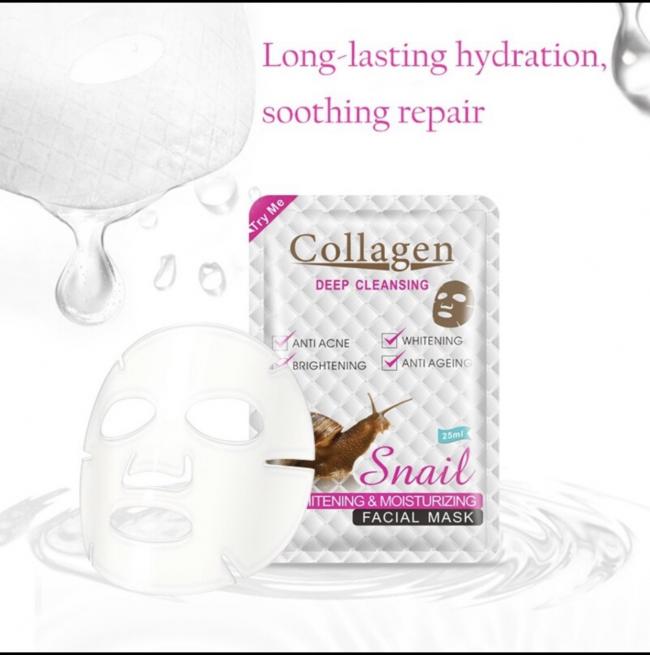 Mặt Nạ Snail WHITENING & MOISTURIZING FACIAL MASK dưỡng trắng da ốc sên & collagen cao cấp 1 hộpx10 miếng
