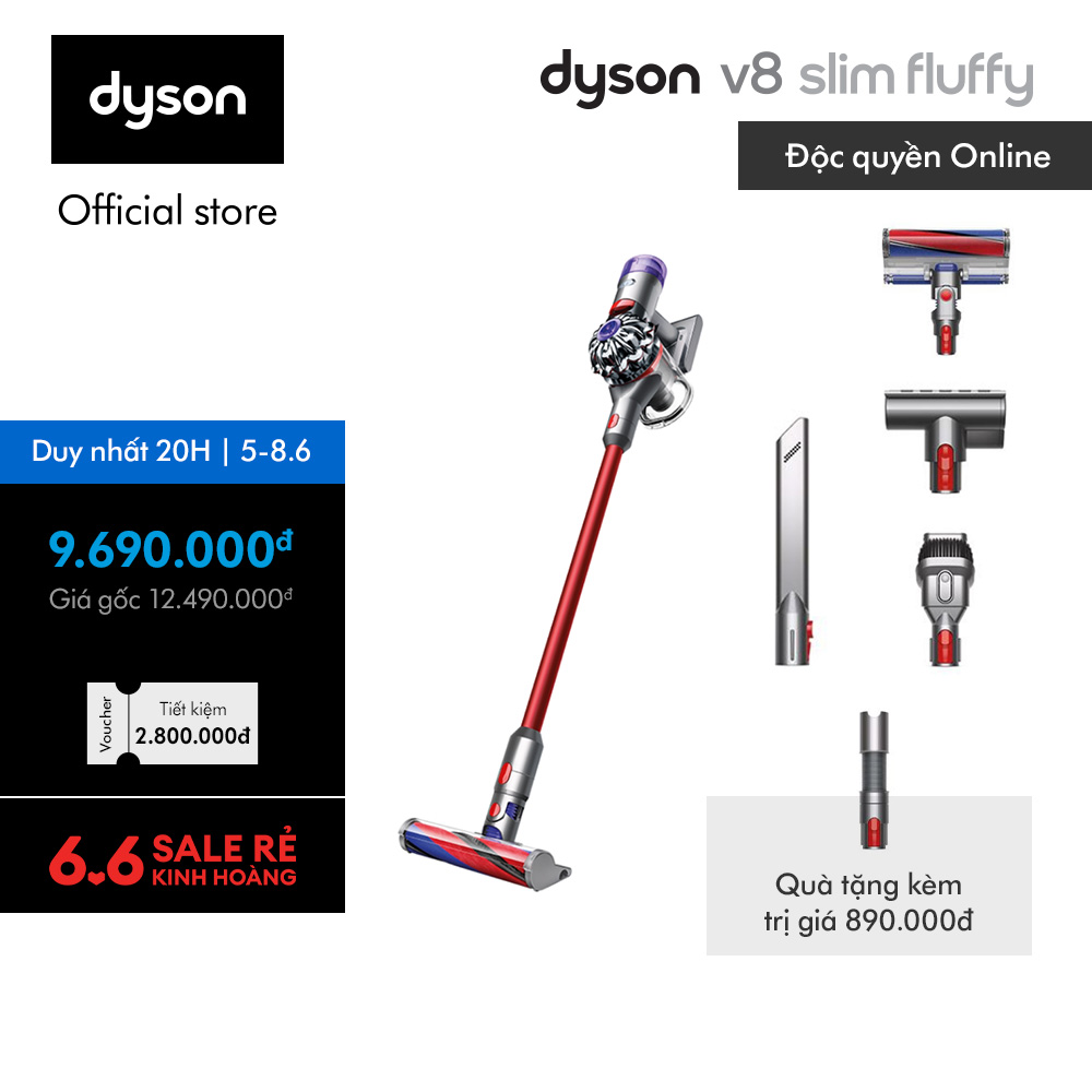 Máy hút bụi không dây Dyson V8 Slim Fluffy - Thiết kế nhỏ gọn, hiệu suất mạnh mẽ