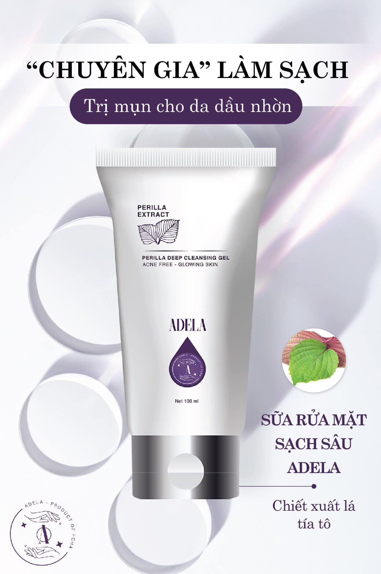 Sữa Rửa Mặt Tía Tô Adela – Adela Perilla Deep Cleansing