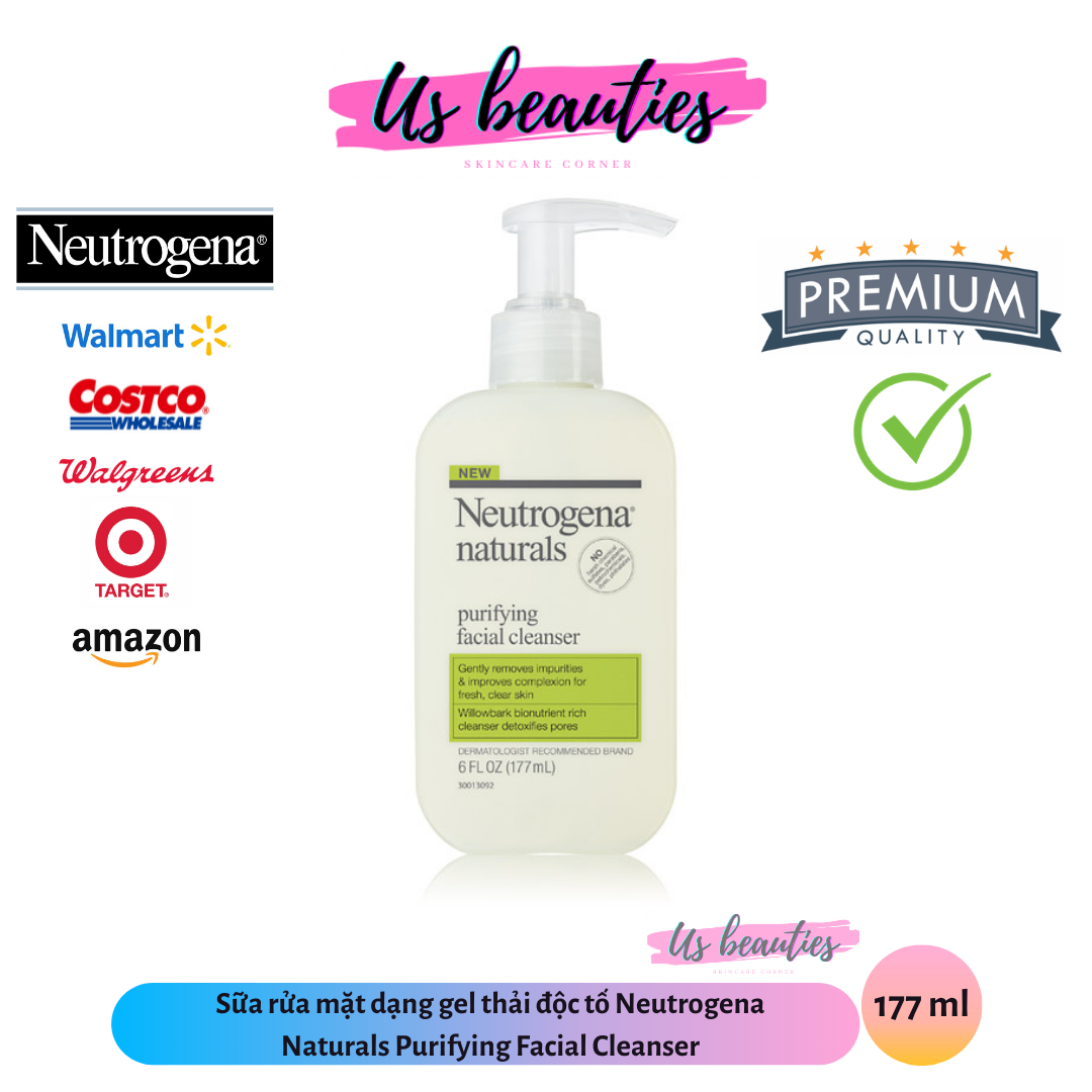 [Hcm]Sữa Rửa Mặt Dạng Gel Thải Độc Tố Neutrogena Naturals Purifying Facial Cleanser 177Ml (Bill Usa)