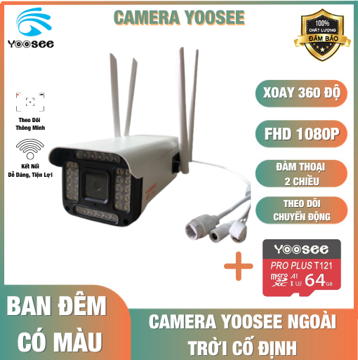 Camera Ngoài Trời Yoosee 4 râu, độ phân giải FULL HD 1080p 5.0mpx - Camera wifi góc rộng ban đêm có 