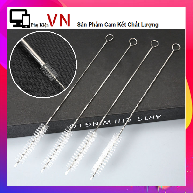 COMBO 10 Que Cọ Rửa Ống Hút Bình Sữa Uốn Cong Dễ Dàng Bằng Thép Không Gỉ - Cây Rửa Ống Hút 18cm Tiện Dụng