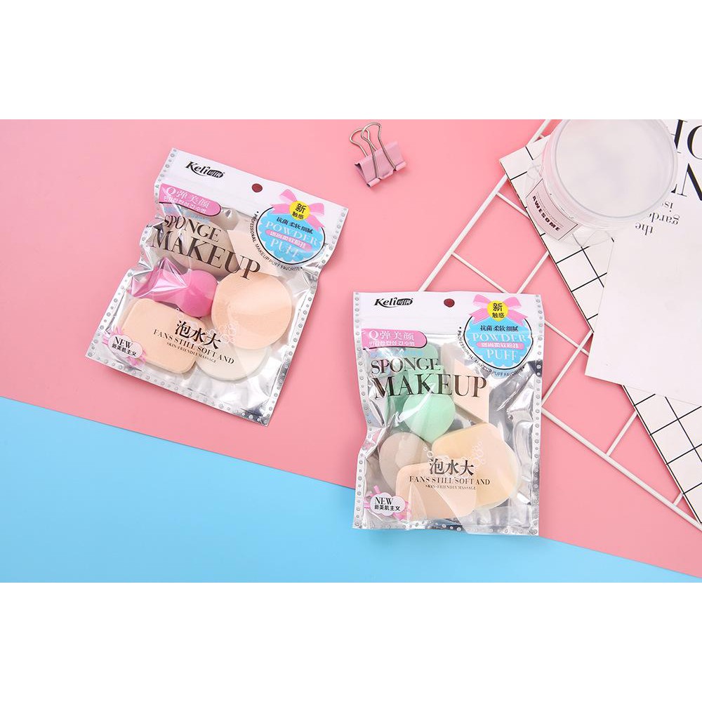 Giá Sỉ Combo 6 Miếng Trang Điểm Keli Makeup Mút Trang Điểm Bằng Chất Liệu Tự Nhiên 5010
