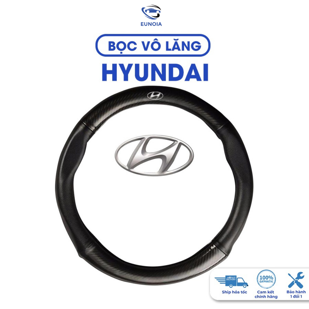 Bọc vô lăng Hyundai I10 I20 I30 Accent Santafe Tucson Kona Getz Avante Elantra Trùm vô lăng cacbon -