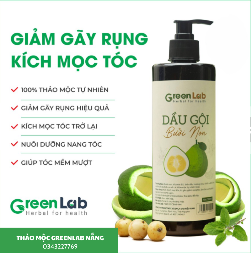 Dầu Gội Thảo Mộc Bưởi Non Greenlab