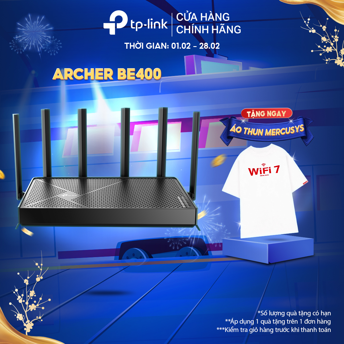 [Hỏa Tốc] Bộ Phát WiFi 7 TP-Link Archer BE400 Băng Tần Kép BE6500