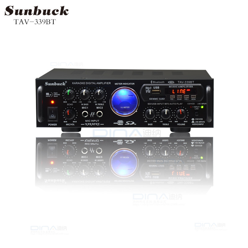 Amply Sunbuck 339BT Amply karaoke mini gia đình 220V/ 12V amply bluetooth 5.1 thiết kế sang trọng nhỏ gọn