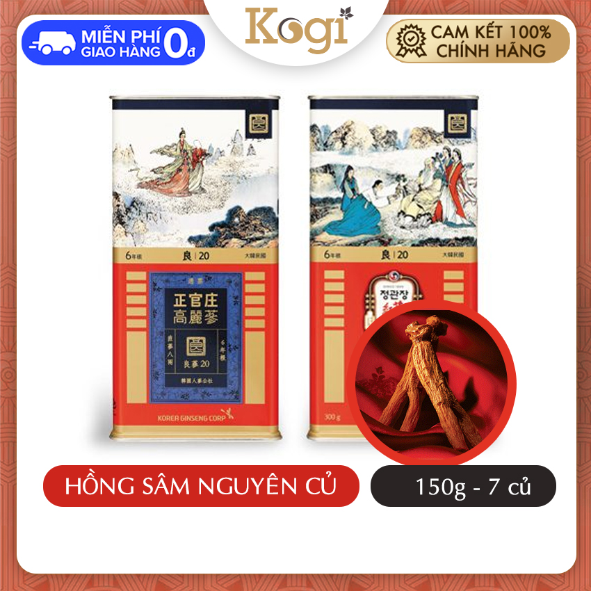 [Chính Hãng]Hồng Sâm Khô Hộp Thiếc 150G7Củ20Pcs 6 Năm Tuổi Hàn Quốc Kgc Kogi Ginseng - Hỗ Trợ Bồi Bổ Nguyên Khí Tăng Cường Sinh Lực Tăng Sự Tỉnh Táo