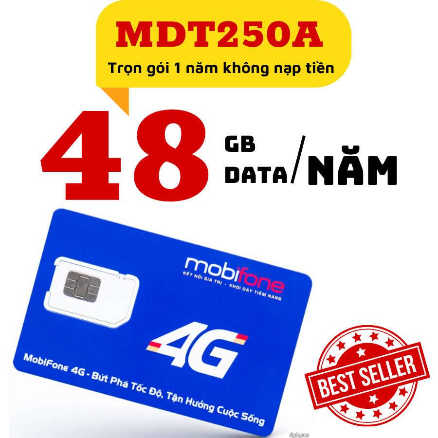 Sim 4G Mobifone Gói Cước MDT250A / MDT350 tẶNG 4gB 1 Tháng  Dùng TRỌN GÓI 1 năm không phát sinh phí 
