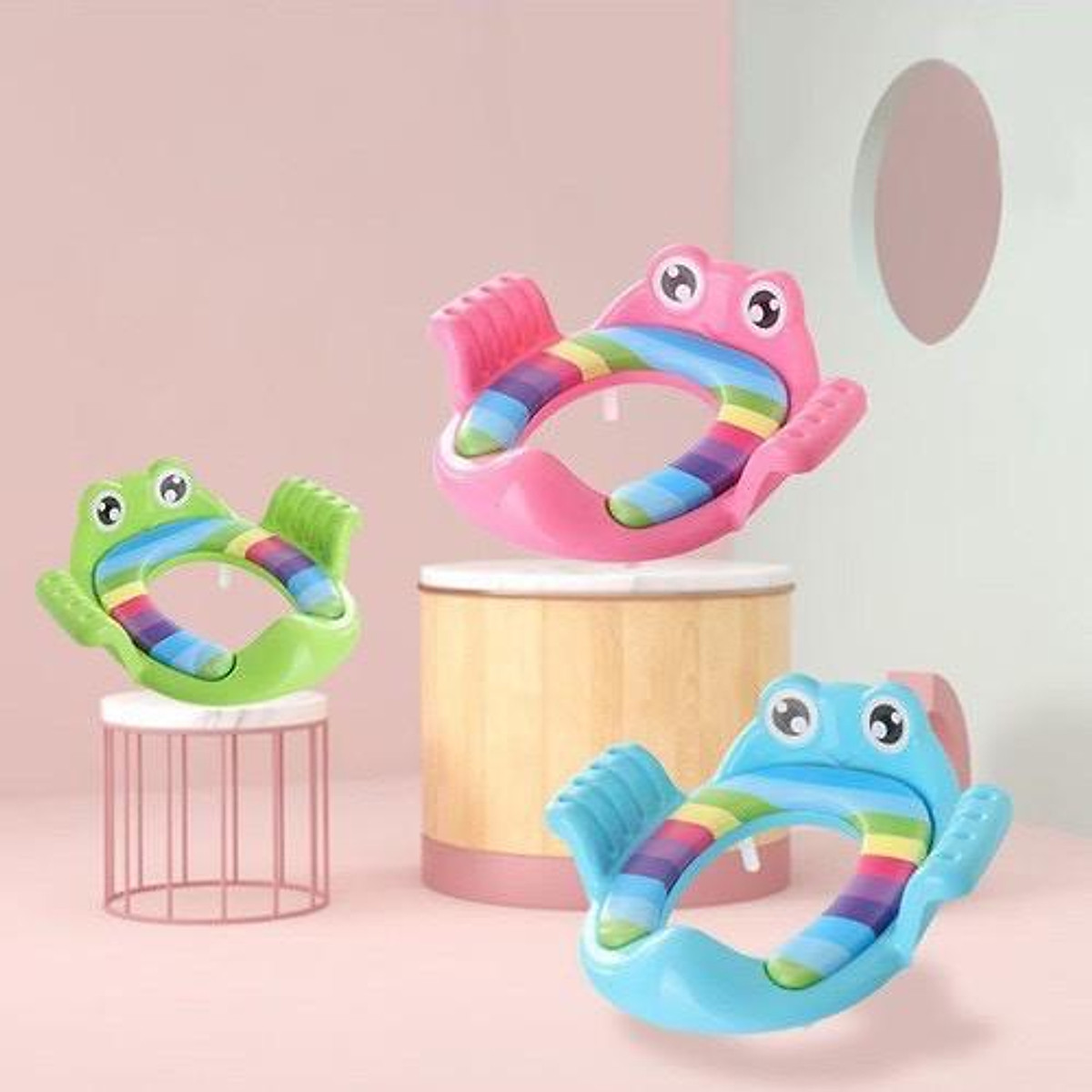 Bệ thu nhỏ bồn cầu hình ếch cho bé bệ ngồi nhà vệ sinh cho bé xinh xắn