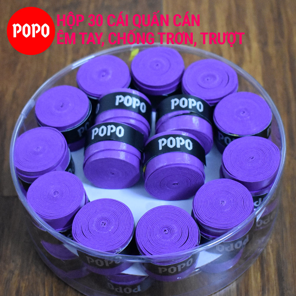Cuốn cán vợt cầu lông (Hộp 30 cái) POPO OG1 quấn cán tennis cầu lông mềm mại thoáng khí độ bền cao