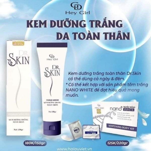 Combo Truyền Trắng Nano+ Kem Body Dr Skin