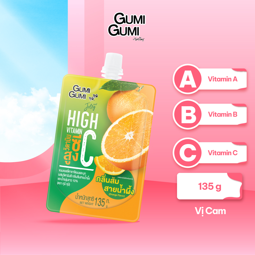 [GÓI LẺ] Nước thạch Jelly Gumi Gumi Vitamin C vị vải 135g Thái Lan Healthy Ăn Vặt