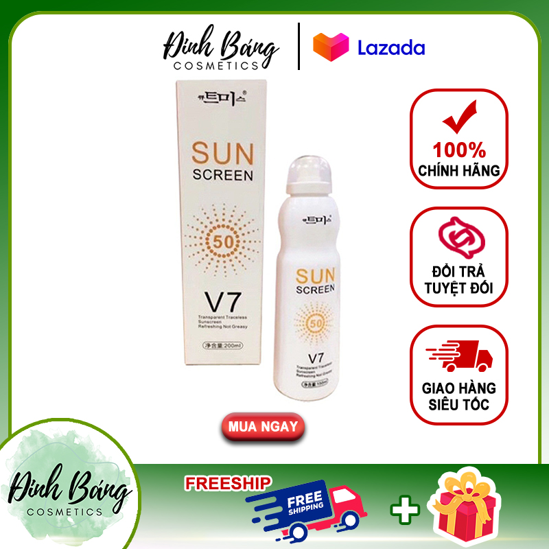 [Hcm]Xịt Chống Nắng Và Trắng Da Hàn Quốc Sun Screen V7 - Kho Sỉ Đình Bằng