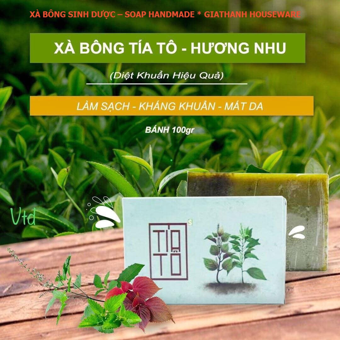 [Hcm]Xà Bông Sinh Dược Tía Tô Xà Bông Cục Handmade 100Gr Xà Bông Thiên Nhiên Mùi Hương Nhu Thơm Nhẹ Làm Sạch Diệt Khuẩn Trị Mụn Hiệu Quả Dịu Nhẹ Và Sử Dụng Rất Tốt Cho Da Nhạy Cảm Hoặc Da Bị Viêm Mụn Trứng Cá Chàm Nấm