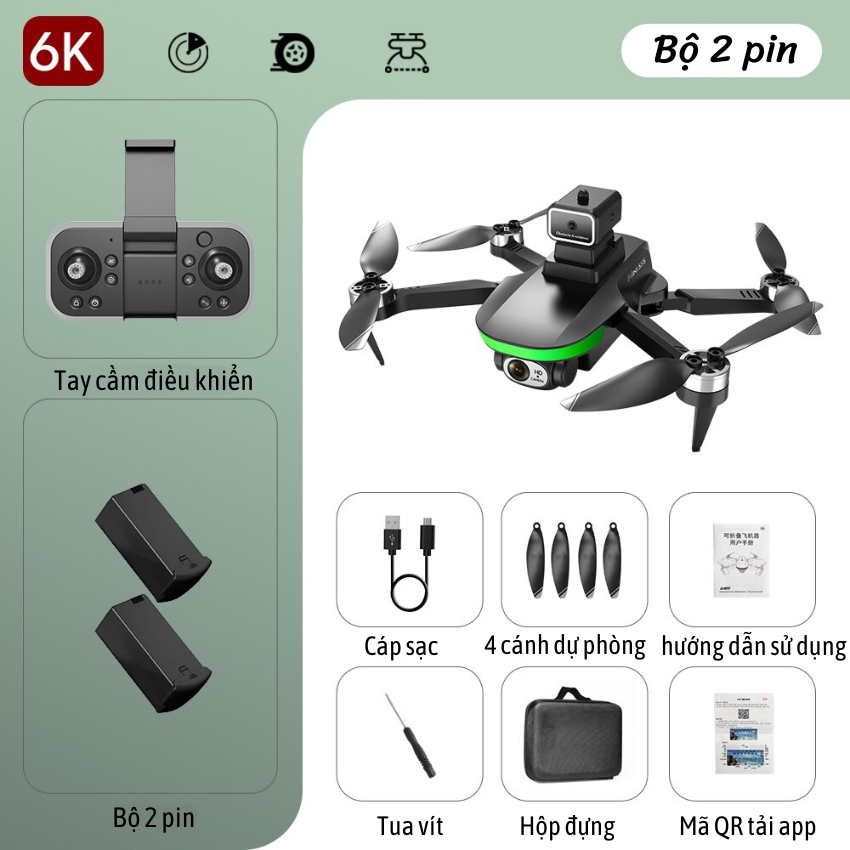 [NEW 2023] Flycam Mini Drone Camera 8K S5S G.P.S 5G - Máy bay flycam 8k - Fly cam giá rẻ - Flycam có camera - Phờ lai cam - Play camera Động Cơ Không Chổi Than Cảm Biến Chống Va Chạm Bay 25 Phút.