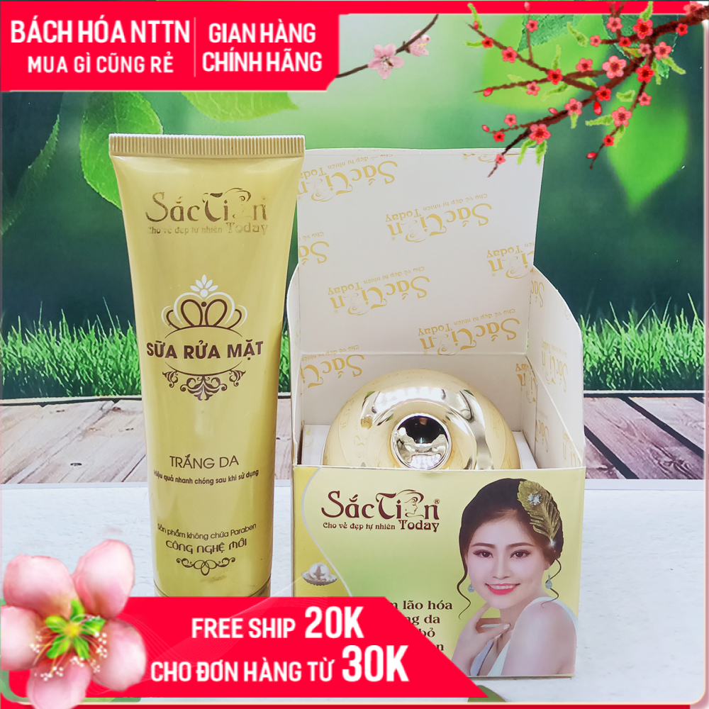 Combo Sữa Rửa Mặt Và Kem Lão Hóa Trắng Da Loại Bỏ Sắc Tố Đen 15G Sắc Tiên Today Mờ Vết Nhăn Ngăn Ngừa Sạm Và Trắng Da Chống Nắng