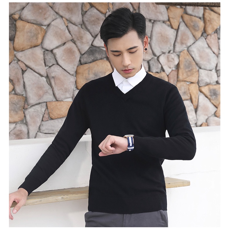 Áo Len Nam Cổ Tim Chất Liệu Len Mềm Mịn Kiểu Dáng Chữ V Hàn Quốc - ADAM MAN