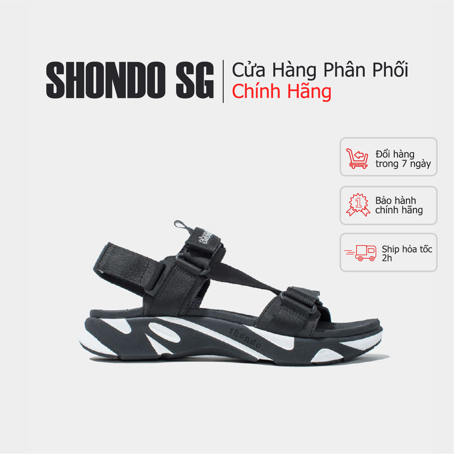 [Chính hãng] Giày Sandals F8 Shondo Đen Trắng F8M1011