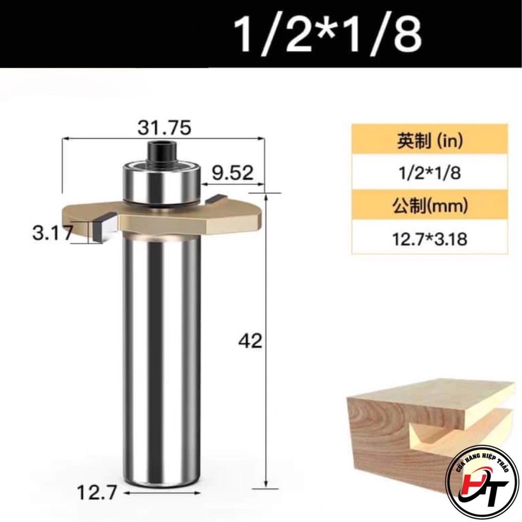 Mũi phay gỗ cuốc rãnh 2 cánh mũi soi móc ngang TIDEWAY cao cấp MSC-TW