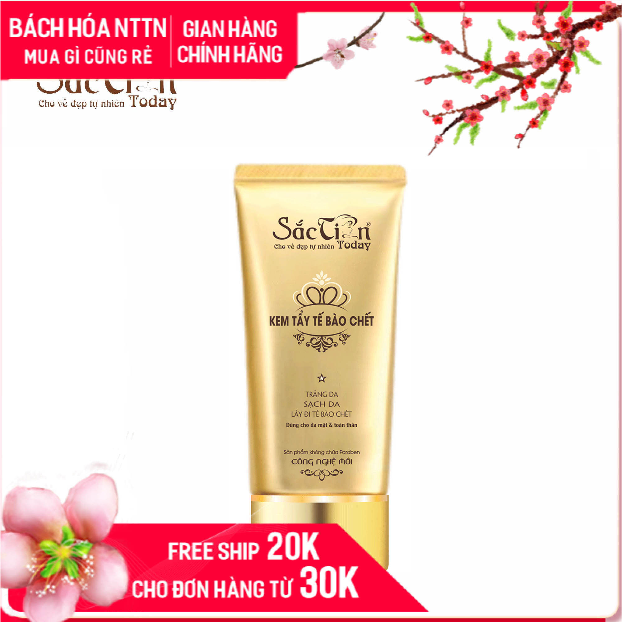 Kem tẩy tế bào chết cho da mặt và body làm sạch da giúp trắng da bổ sung độ ẩm Sắc Tiên Today (200ml) công nghệ Hàn Quốc